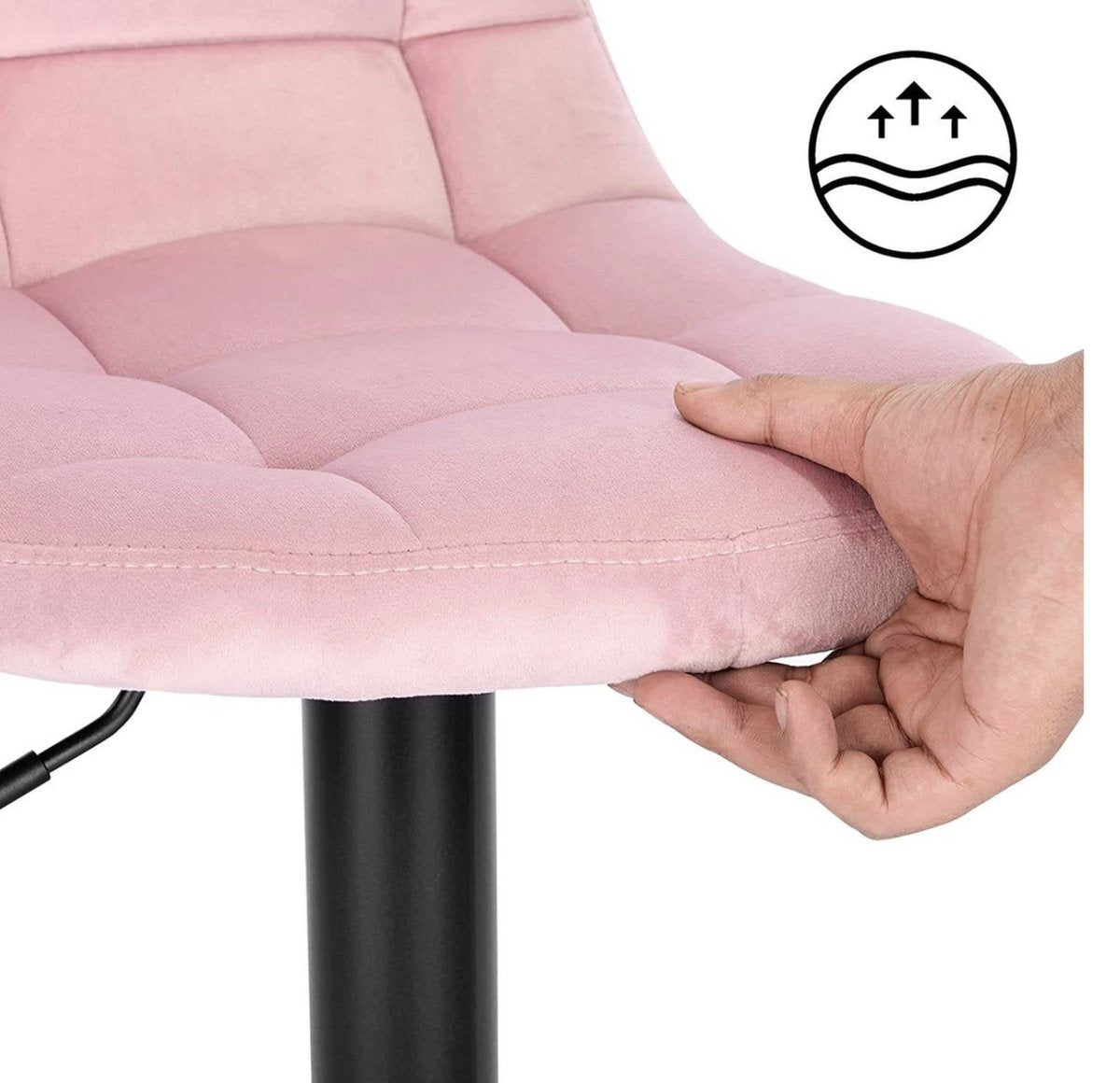 Barkrukken - Roze - Velvet - Ergonomisch - Verstelbaar - Zithoogte 62-83cm - Set van 2