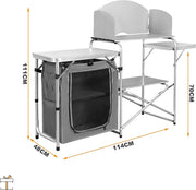 Happyment® Campingkeuken Inklapbaar - 2 in 1 - Camping kast - Kooktafel - Kampeer buitenkeuken - Opvouwbaar