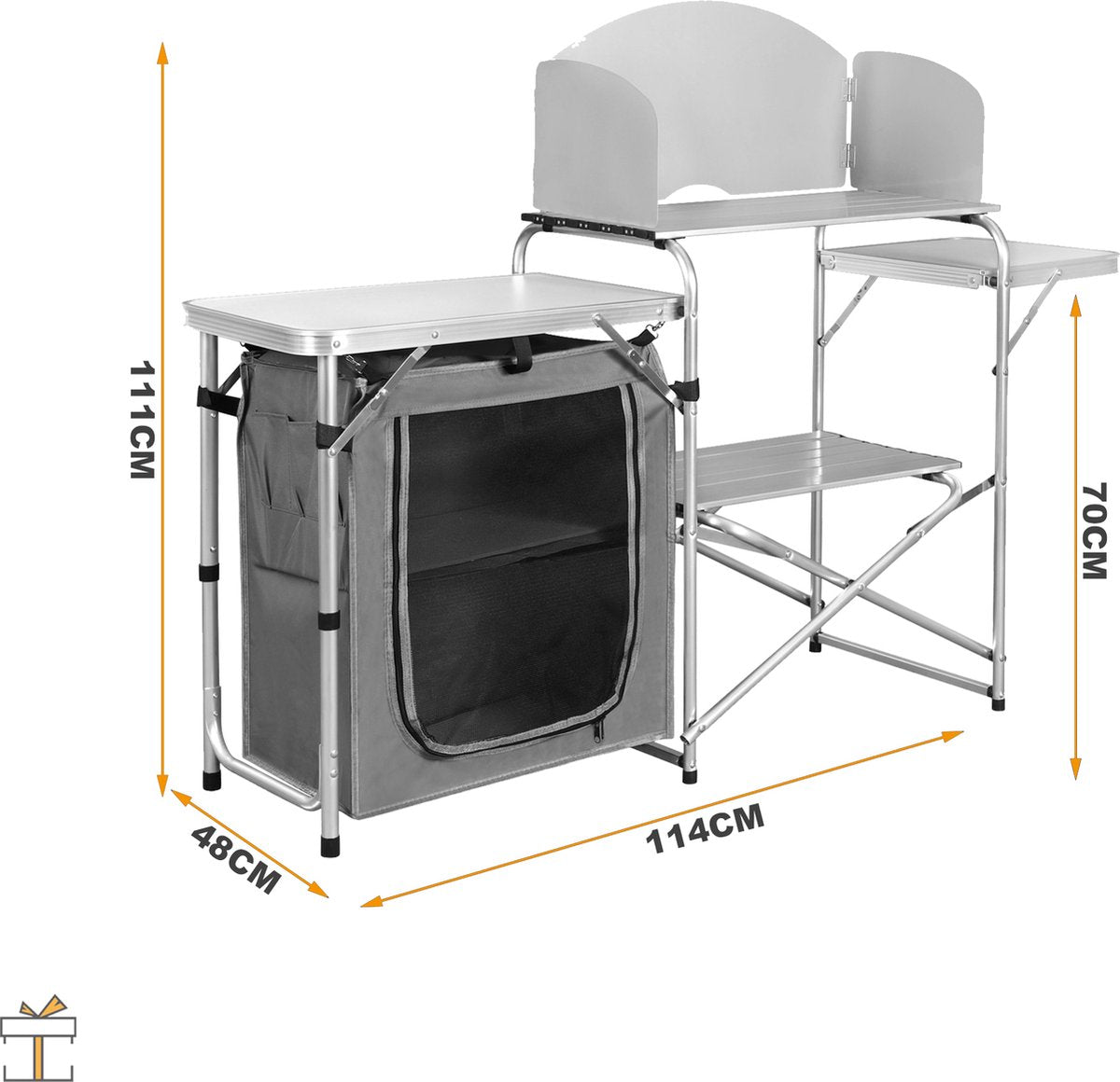 Happyment® Campingkeuken Inklapbaar - 2 in 1 - Camping kast - Kooktafel - Kampeer buitenkeuken - Opvouwbaar