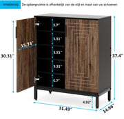 Schoenenkast deluxe - Met deuren - Bruin - 20 paar - Schoenenrek - 80m - 6 laags - Opbergkast