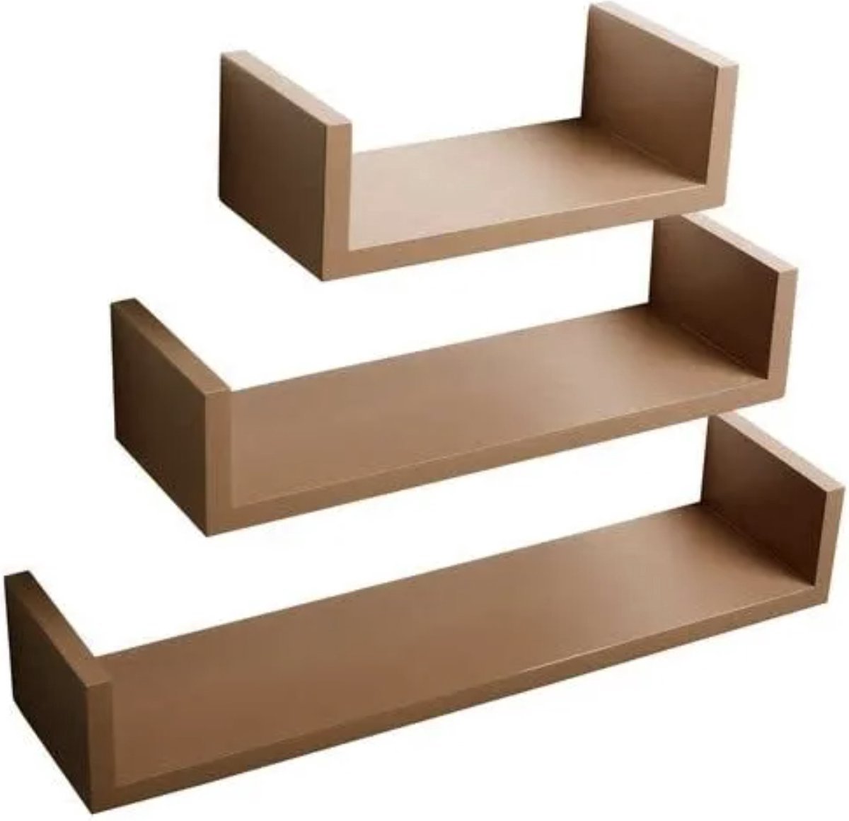 Zwevende Plank - Bruin Hout - Wandplank - Set van 3 - Voor Kinderkamer