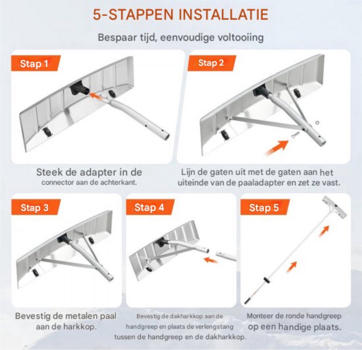 Sneeuwschep Dak - Sneeuwschuiver - 64 cm - Bereik 1,5-6,4 m - Met Wielen & Antisliphandgreep