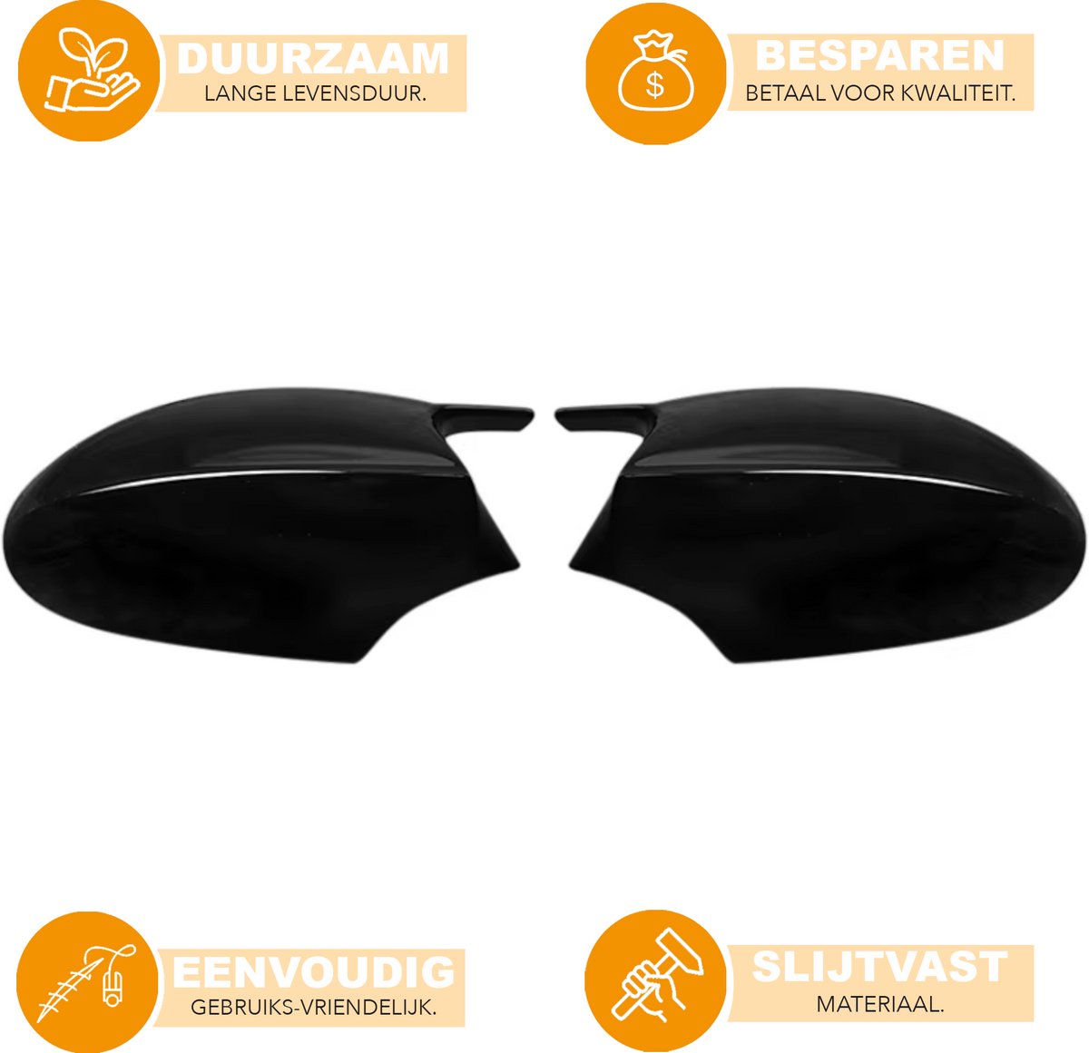Spiegelkappen - Voor BMW E90/E91/E92/E81 PRE-LCI - Auto accessoires - M3 stijl - Gloss Zwart