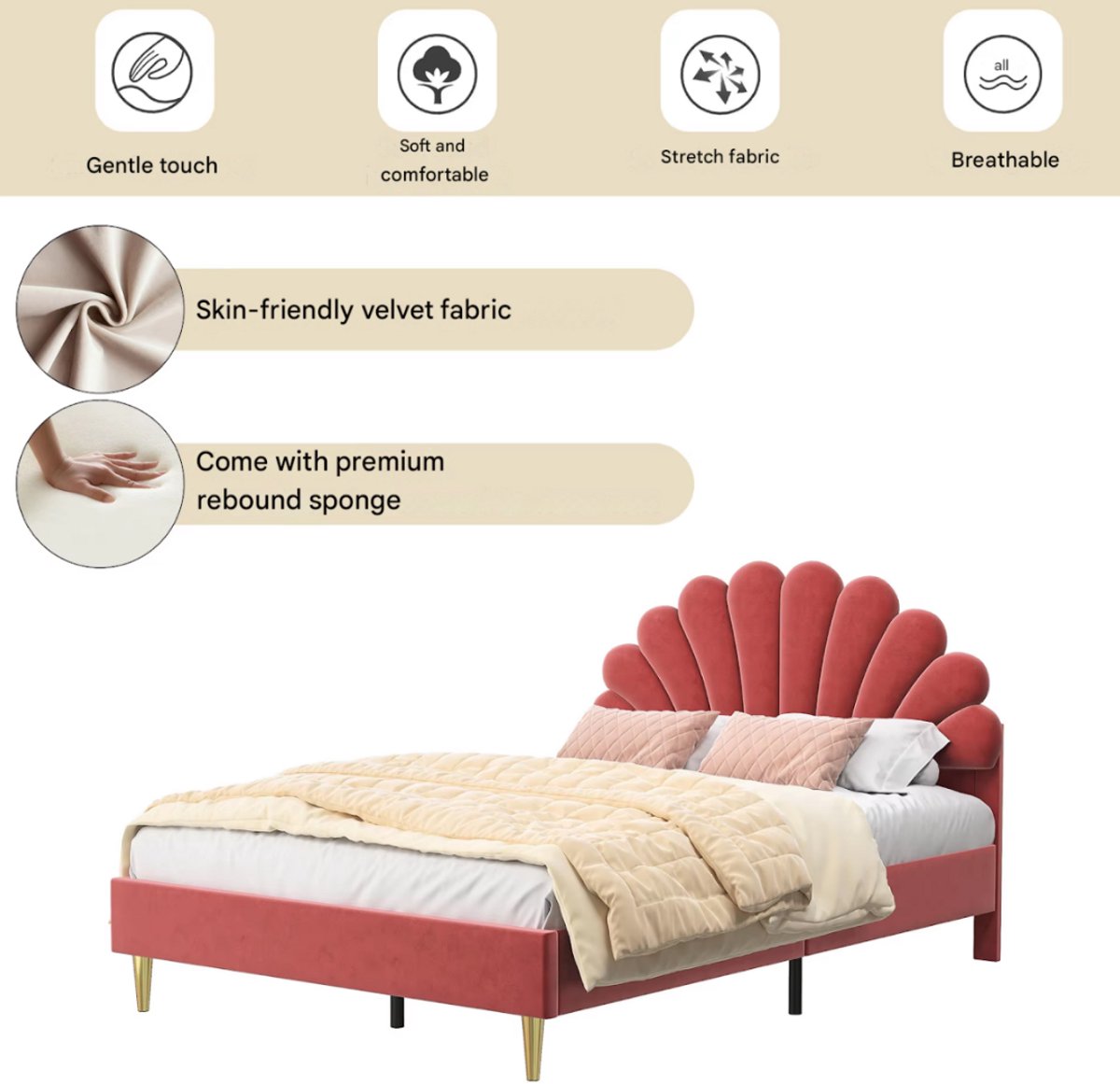 Eenpersoonsbed 140 x 200 cm - Voor meisjes - Met lattenbodem - Zonder matras - Twijfelaar - Wit/red