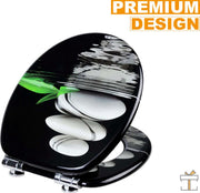 Bolt Edge Toiletbril - Kiezel print - Antibacterieel - Softclose - Universeel ontwerp