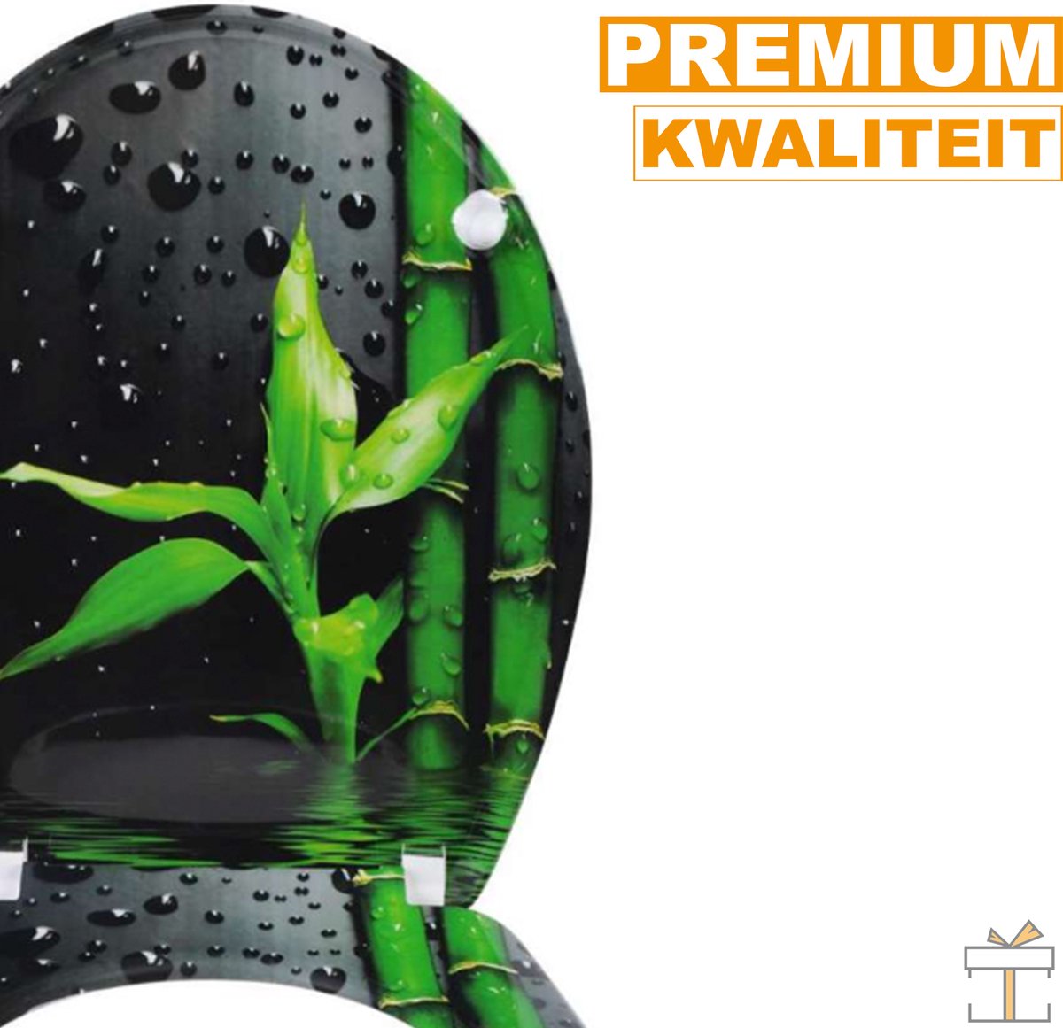 Happyment Toiletbril Antibacteriële - Met Softclose - Universeel - Toiletbrillen met bamboe print - WC Bril - Toiletzitting