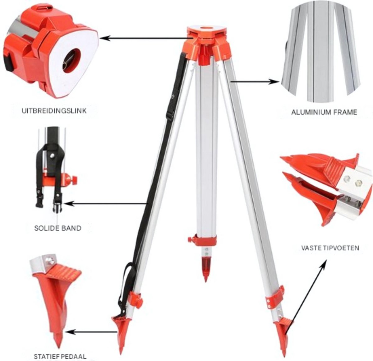 Kruislijnlaser met groot statief - Staand - 360 graden - Zelfnivellerende Laserwaterpas - 100 tot 165cm