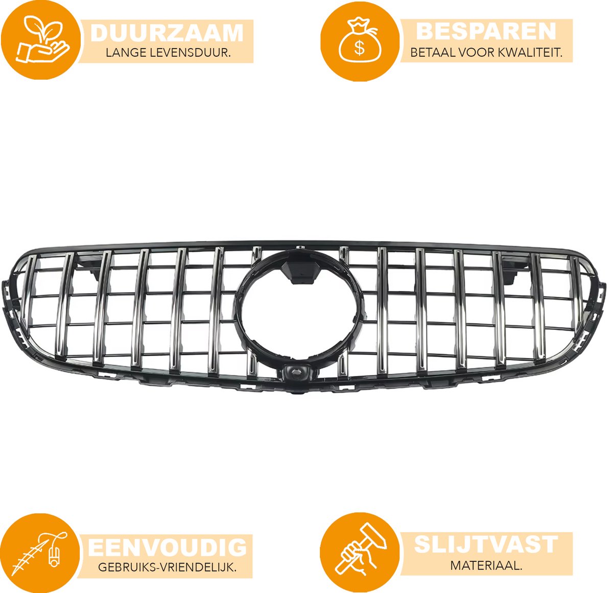Voorbumper Grille - Chroom/Zwart - Met Camera Gat - Voor Mercedes GLC C253/X253 (2016-2019) - Racing Bumper Grill