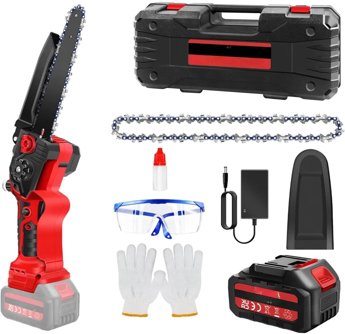 Compacte Draadloze Kettingzaag Tavien - 8 Inch Handheld Kettingzaag voor Houtzagen, Bomen Snoeien en Tuinwerk