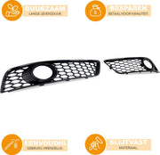 Mistlamp Grille Covers - Honingraat Zwart - Voor Audi A3 8P (2009-2012) - Voorbumper Accessoire