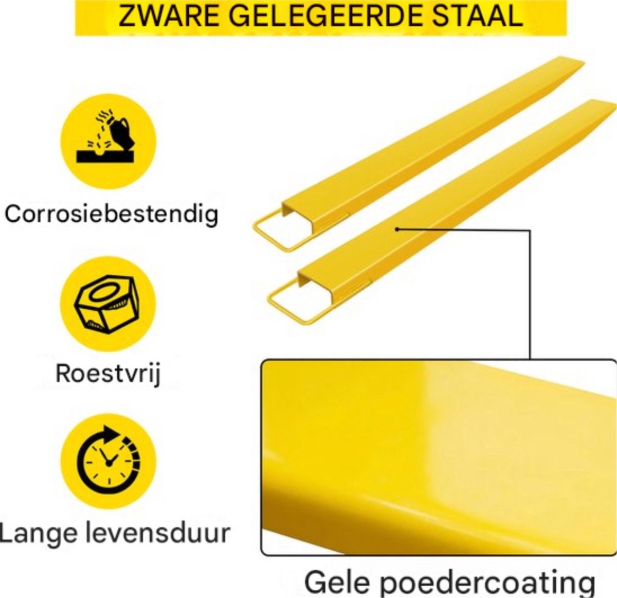 Palletvorkverlengingen - 182cm - Vorkverlenging - Palletvork Lichtgewicht Heftruckkraanoog - Extra Vorkverlengstuk