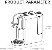 Happyment 5 in 1 Koffiemachine - Koffiezetapparaat - Koffie Automaat - Automatisch - Nespresso - Dolce Gusto - Koffiepoeder - Koffiepads - Zwart