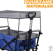 Happyment Bolderkar blauw - Opvouwbaar - Camping bolderwagen - Boodschappen of kinderenvervoer - Strand - Blauw - 80KG