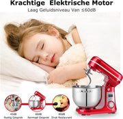 Deegmachine - 6L - Keukenmixer - Kneedmachine - Keukenmachine 4KG RVS - Deegmixer