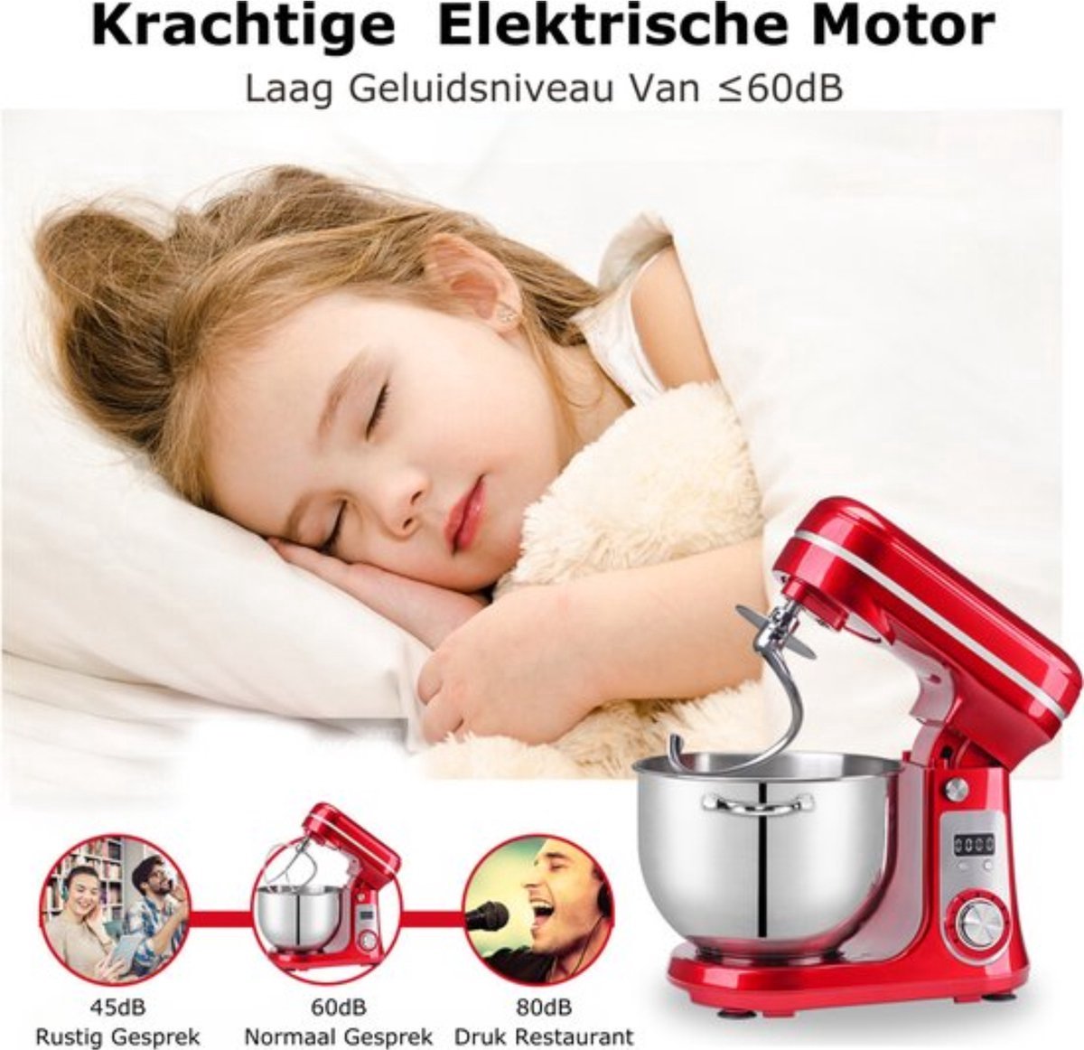 Deegmachine - 6L - Keukenmixer - Kneedmachine - Keukenmachine 4KG RVS - Deegmixer