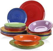 Glamorous Serviesset - 6 persoons - 18 delig - Kleurrijk Keramisch - Eetborden - Breakfast Plates