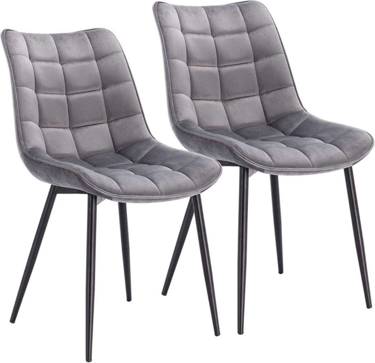 Happyment Luxe Eetkamerstoelen - Velvet Lichtgrijs - Woonkamerstoelen - Keukenstoelen - Kuipstoel - Set van 2, 4 of 6