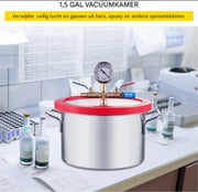Airco Vacuumpomp - Vacuumkamer - Ultrasone - roestvrijstalen ontgassingskamer - acryl deksel - 1,5 gallon vacuümkamer