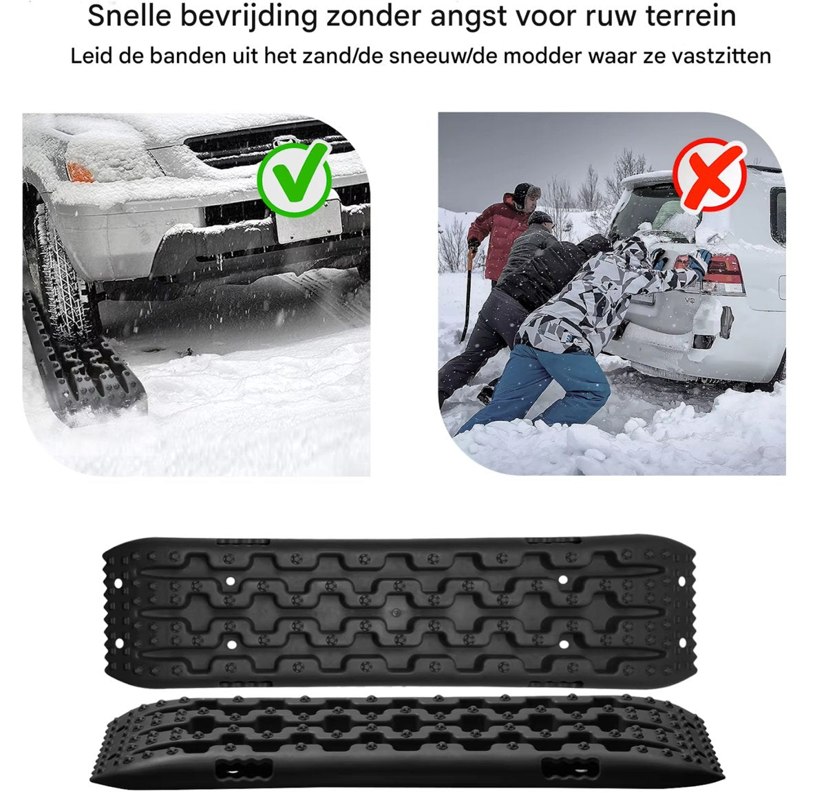 Oprijplaat 2-delig - Tractiebord 2-delig - Oprijblokken - Voor Offroad, Sneeuw & Modder - voor campers & voertuigen - Zand of sneeuw - Oranje