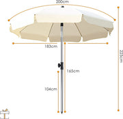 Happyment Luxe Parasol - Kantelbaar - Zonder voet - Rond - Beige - Terras, tuin of strand - 200cm