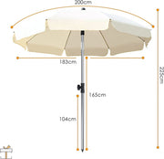 Parasol - Beige - Kantelbaar - Rond - 200cm - Voor terras of strand