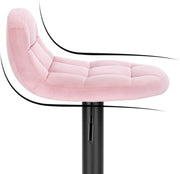 Barkrukken Ziva - Met rugleuning - Barstoelen ergonomisch - Keuken - Roze - Verstelbaar in hoogte - Set van 2 - Zithoogte 62-83cm - Velvet