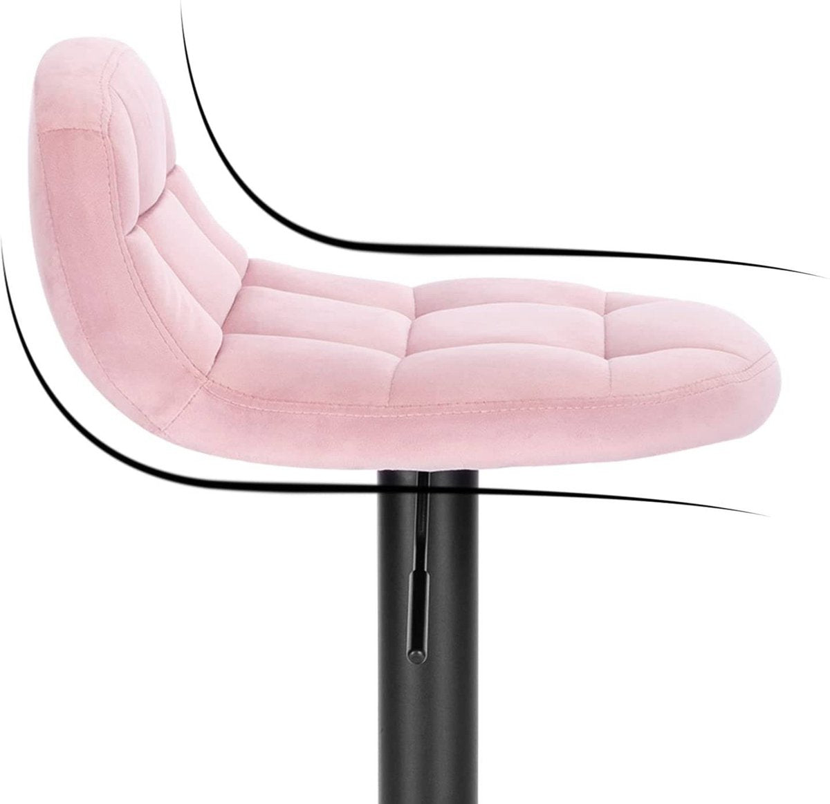 Barkrukken Ziva - Met rugleuning - Barstoelen ergonomisch - Keuken - Roze - Verstelbaar in hoogte - Set van 2 - Zithoogte 62-83cm - Velvet