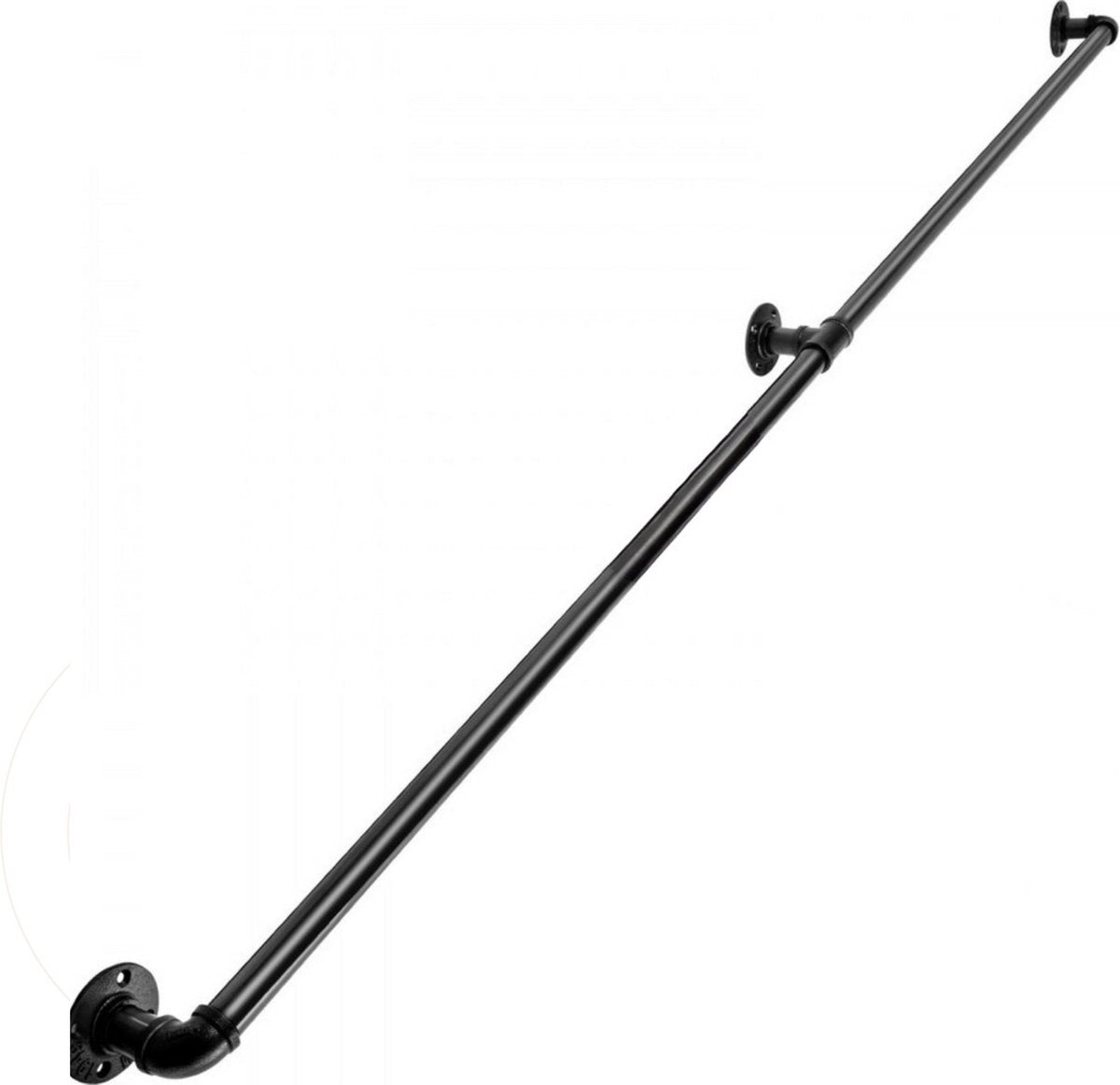 Trapleuning 180cm - Anti slip - Balustrade - Binnen en buiten - Houders - Leuningen voor Trappen - Staal - Met trapleuninghouders
