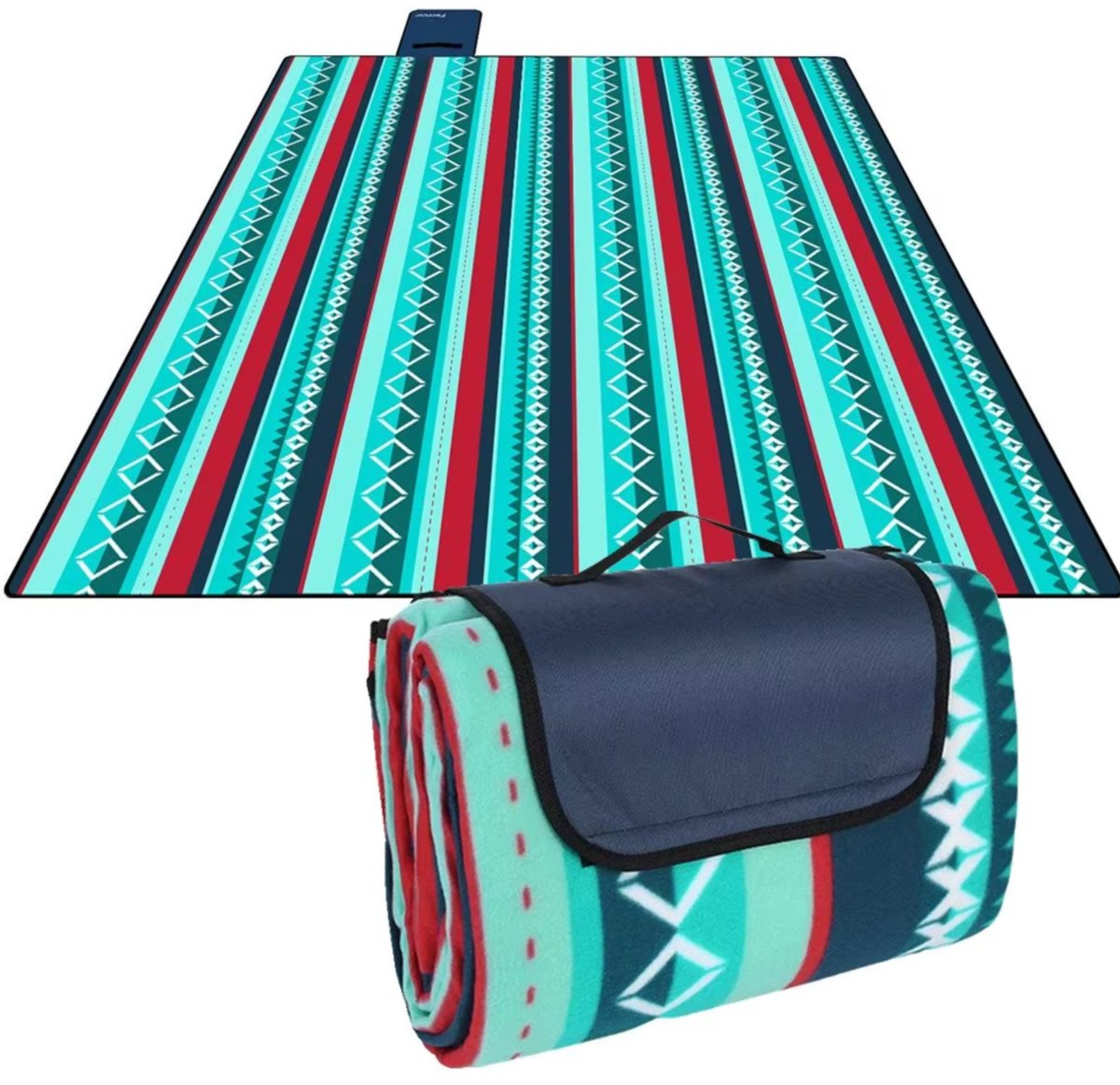 Picknickdeken - Picknickkleed - Strandlaken - Plaid - Voor Camping, Reizen & Outdoor Activiteiten - Waterdicht en Opvouwbaar met Handvat - Groot Formaat, Lichtgewicht - Groen - 200x200cm