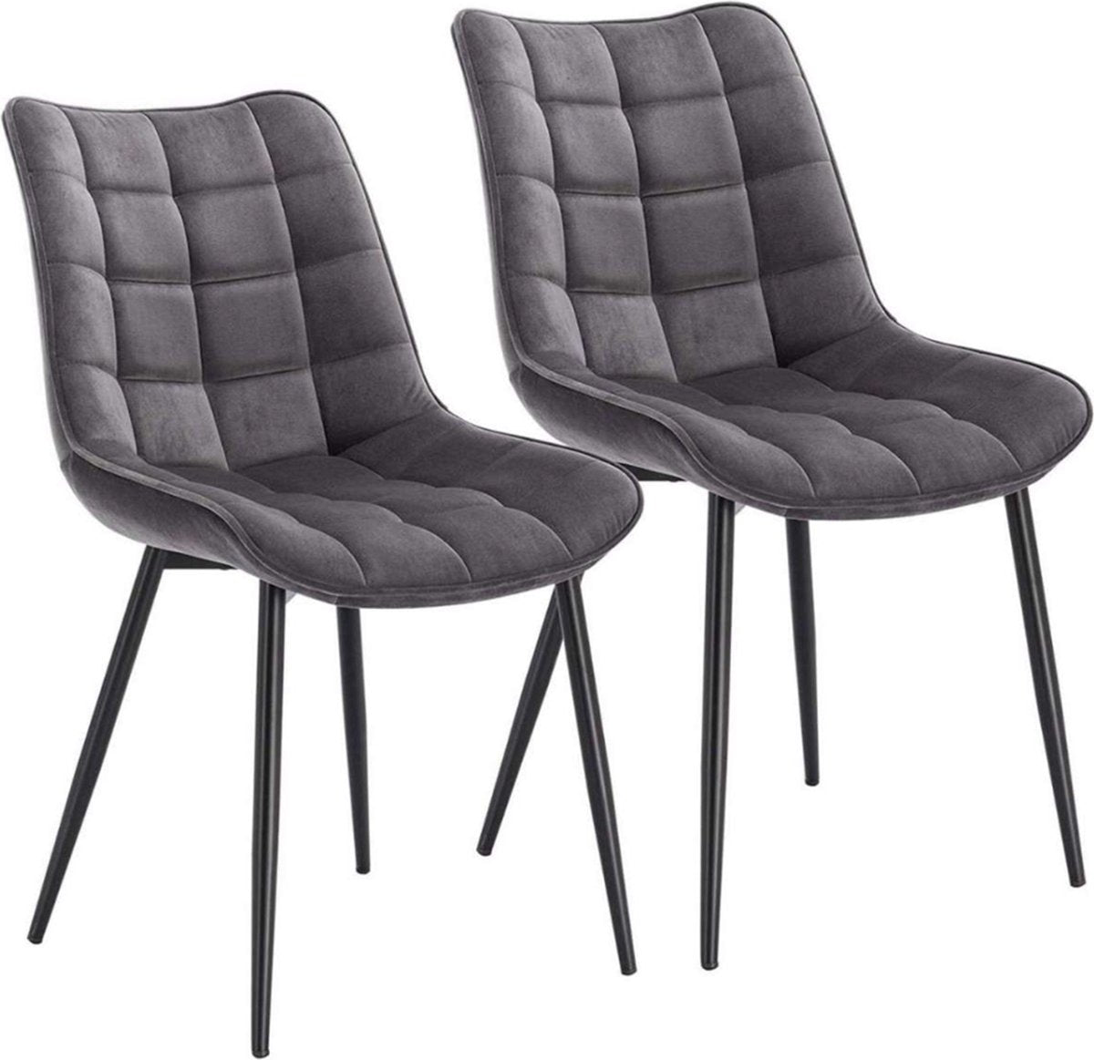Happyment Luxe Eetkamerstoelen - Velvet Grijs - Woonkamerstoelen - Keukenstoelen - Kuipstoel - Set van 2, 4 of 6