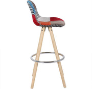 Hoge Barkruk Color - Zithoogte 75cm - Set van 1 - Keuken - Barstoelen - Met rugleuning - Linnen - Zwart frame