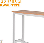 Happyment Bartafel deluxe - Rechthoekig - Bartafel voor Binnen - Metaal - Wit/bruin - 140x40x100cm