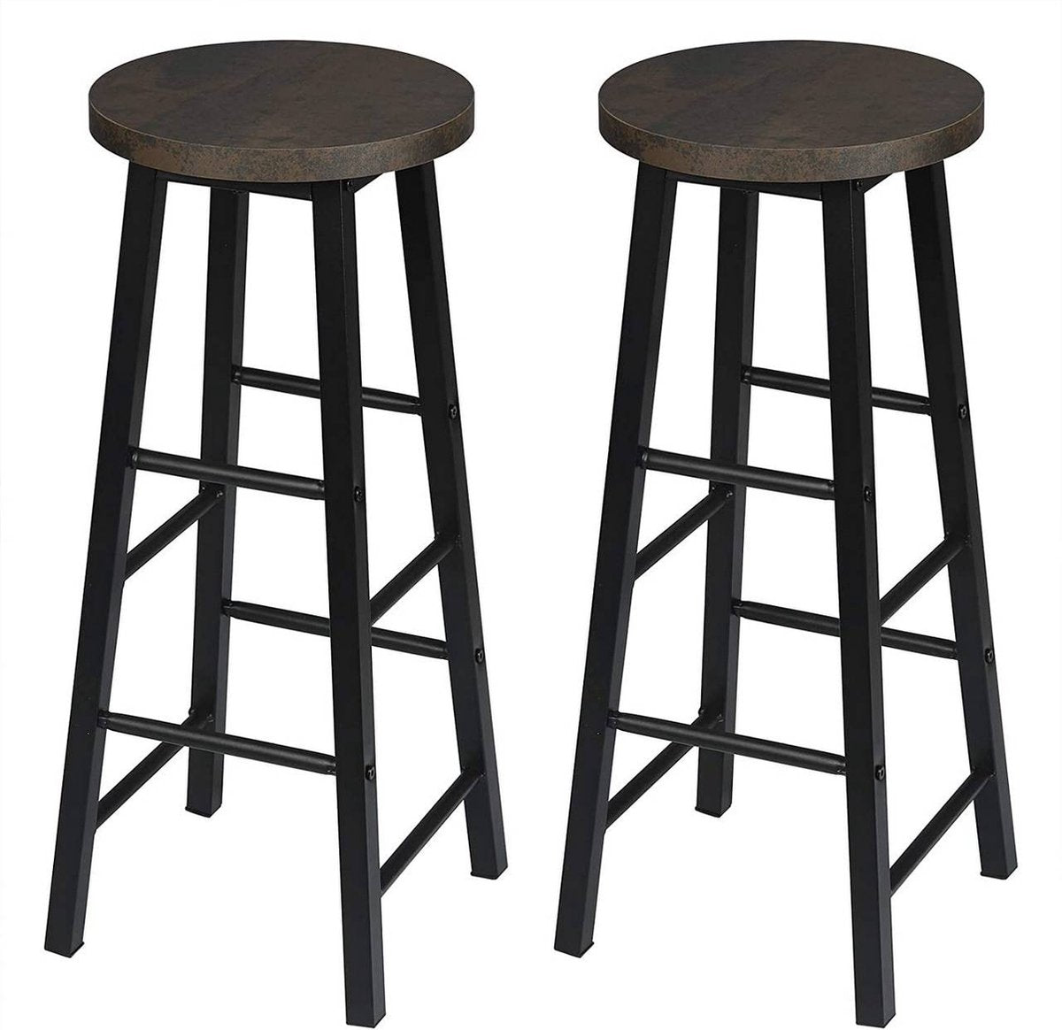 Hoge barkrukken Denza - Zithoogte 71cm - Roestig - Set van 2 - Keuken - Barstoelen - Zonder rugleuning - Hout