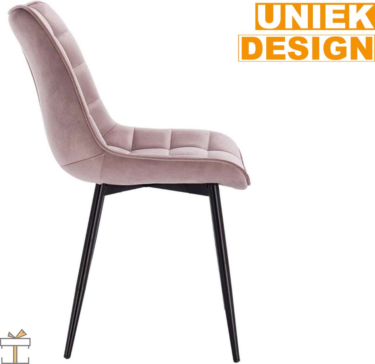Happyment Luxe Eetkamerstoelen - Velvet Roze - Woonkamerstoelen - Keukenstoelen - Kuipstoel - Set van 2, 4 of 6