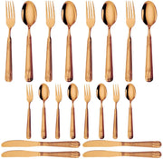 20-delig Bestekset - Bestek - Messen, Vorken, Lepels, Theevorken en Theelepels - Voor Diner en Feestelijke Gelegenheden - Roestvrij Staal - Goudkleurig