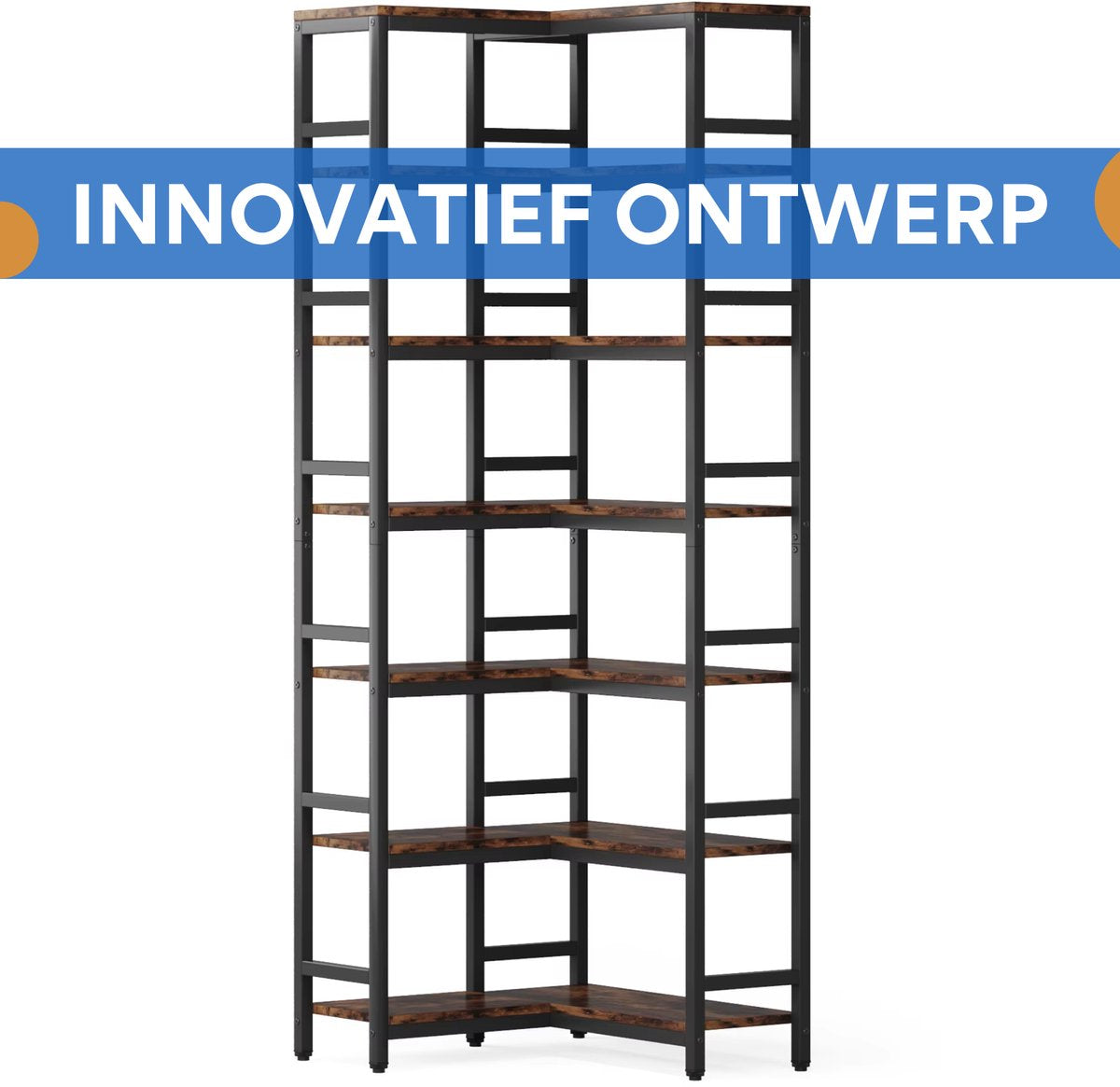 7-laags Boekenkast - Boekenplank - Boekenkast - Wandplank - Boekenrek - Voor opslag en display - Chocolade