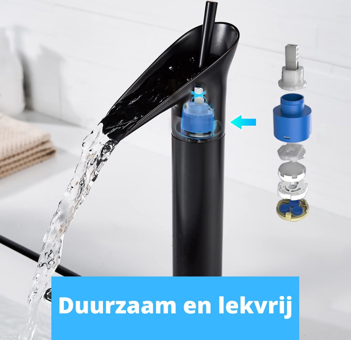 Happyment Wastafelkraan Zwart - Mengkraan - Badkamer - Kraan - Draaibare Uitloop - Milieuvriendelijk