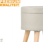 Happyment® Luxe poef - Voetenbank met opbergruimte - Opbergbox hocker - Zitkist met deskel - Black friday - Kerstcadeau - Licht Grijs