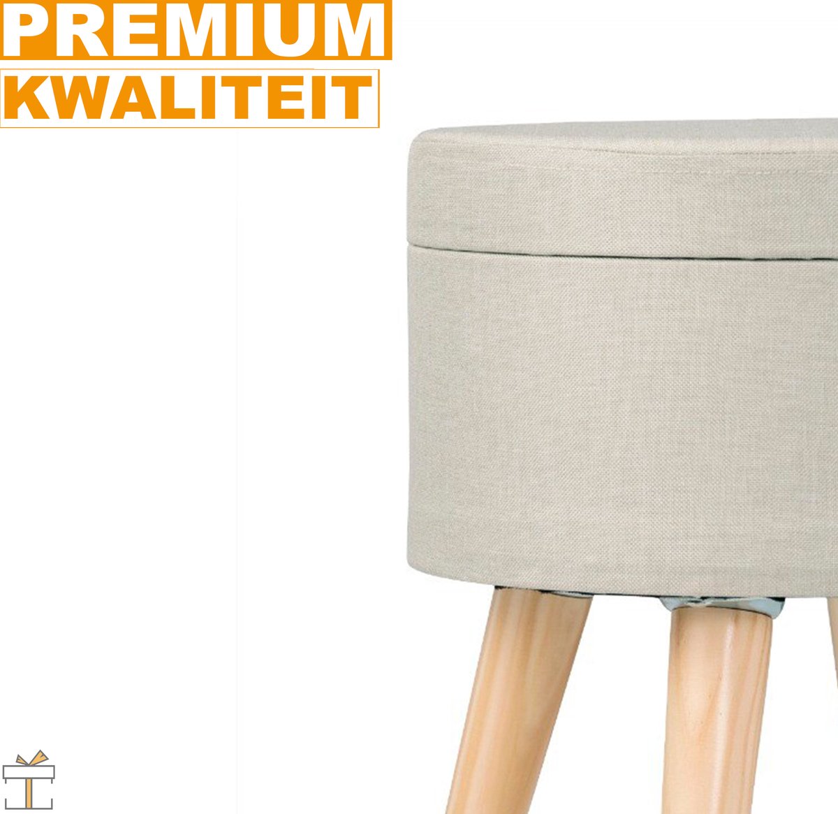 Happyment® Luxe poef - Voetenbank met opbergruimte - Opbergbox hocker - Zitkist met deskel - Black friday - Kerstcadeau - Licht Grijs