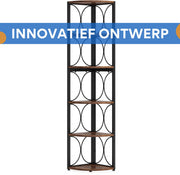 Hoek boekenkast Livantus - 6 Lagen - Hoekkast - Bruin - Hoekrek - Voor Woonkamer, Slaapkamer of Kantoor