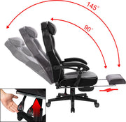 Gaming stoel Hybride - Verstelbaar in hoogte - Met voetsteun - Gamestoel - Chair - Ergonomische bureaustoel - Chair - Zwart - Kunstleer