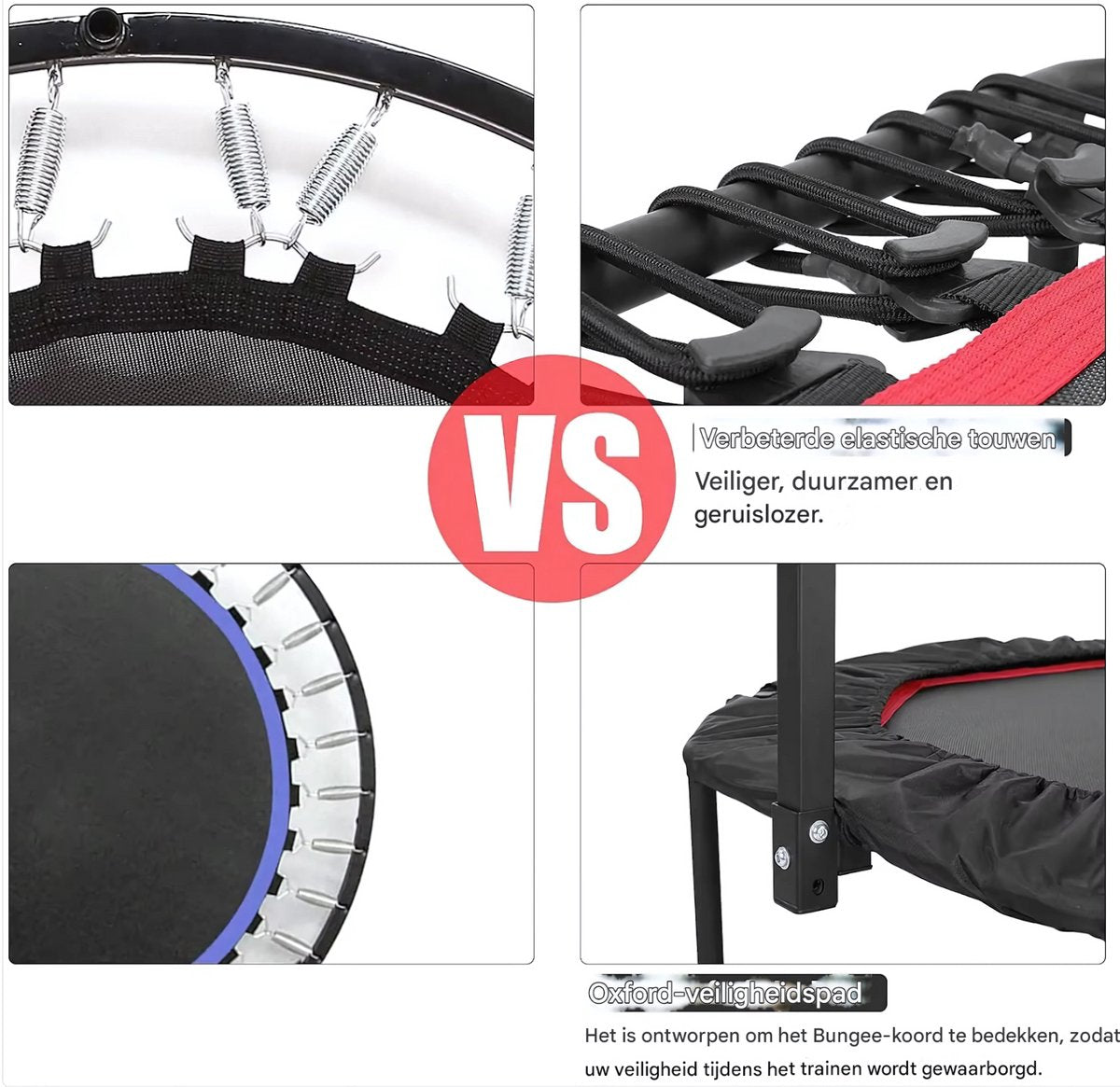 Fitness trampoline - Voor volwassenen - 127cm springoppervlak - Zwart - Opvouwbaar - in hoogte verstelbare handgreep - Spring trampoline voor binnen en buiten