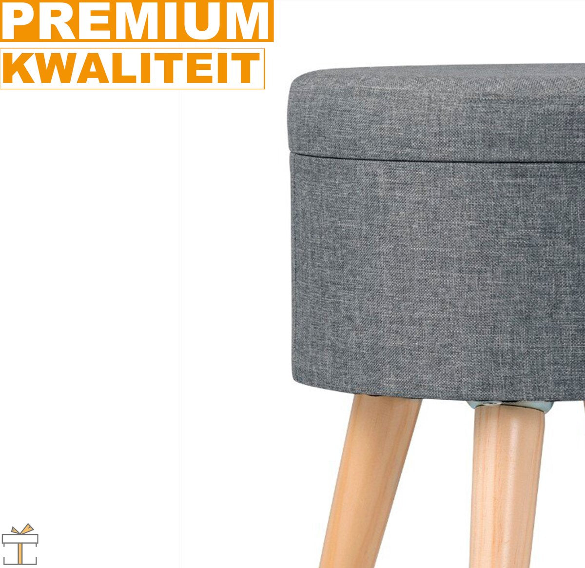 Happyment® Luxe poef met opbergruimte - Voetenbank - Opbergbox hocker - Zitkist met deskel - Black friday - Kerstcadeau - Donker grijs