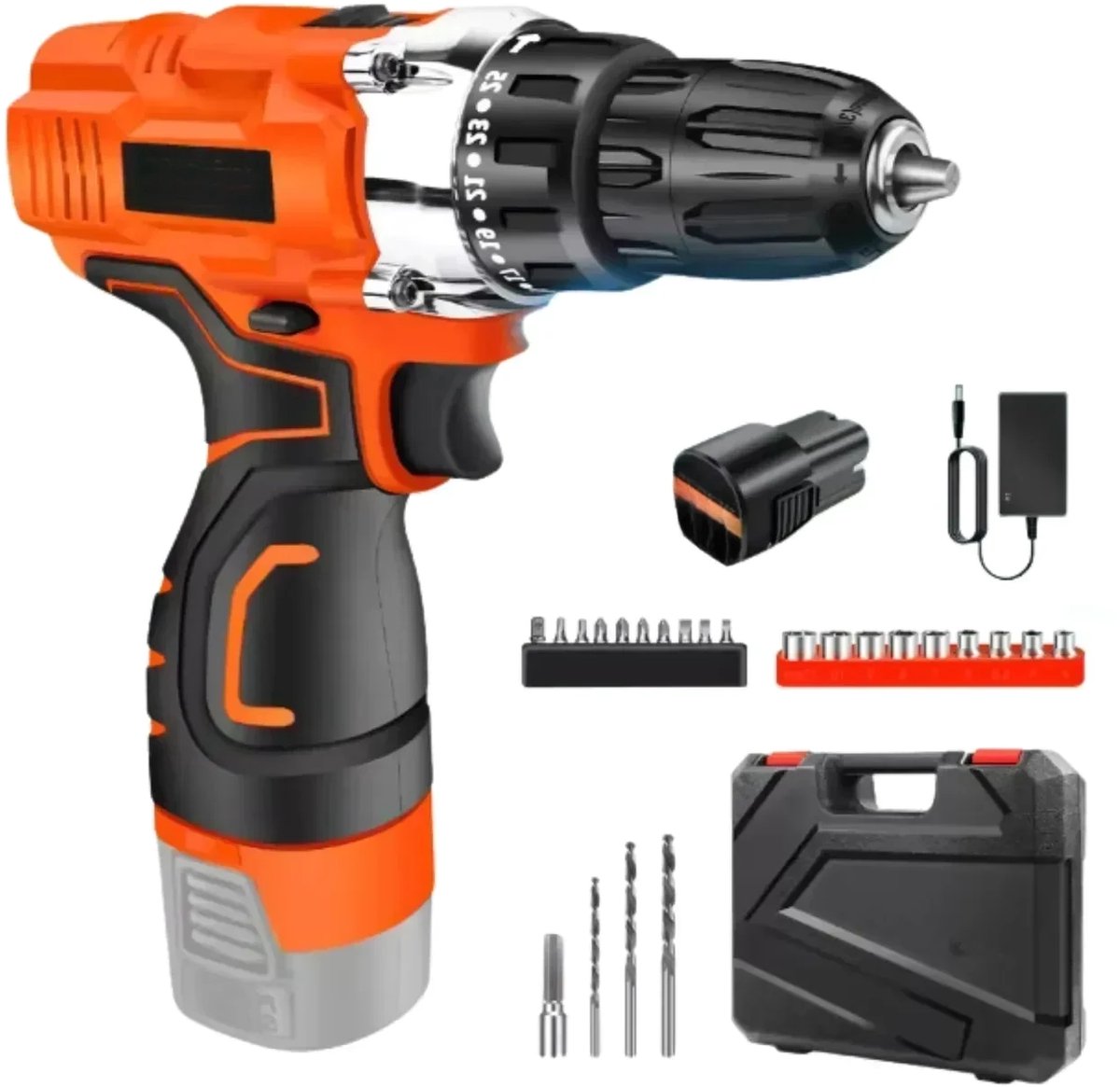Accuboormachine 21V - 25+1 Koppel - 2 Snelheden - Elektrische Schroevendraaierset - Inclusief Accessoirekit