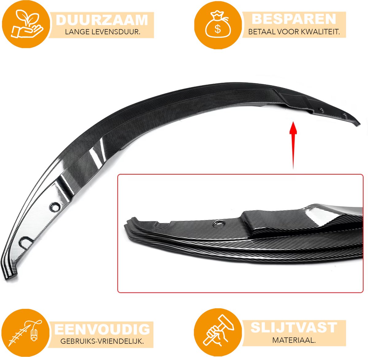 Voorste Lip Splitter Spoiler Deluxe - Voor BMW M3 E92/E93 Coupe (2007-2013) - Carbon Fiber Gloss Black - GTS Stijl - Voorbumper - Auto accessoires