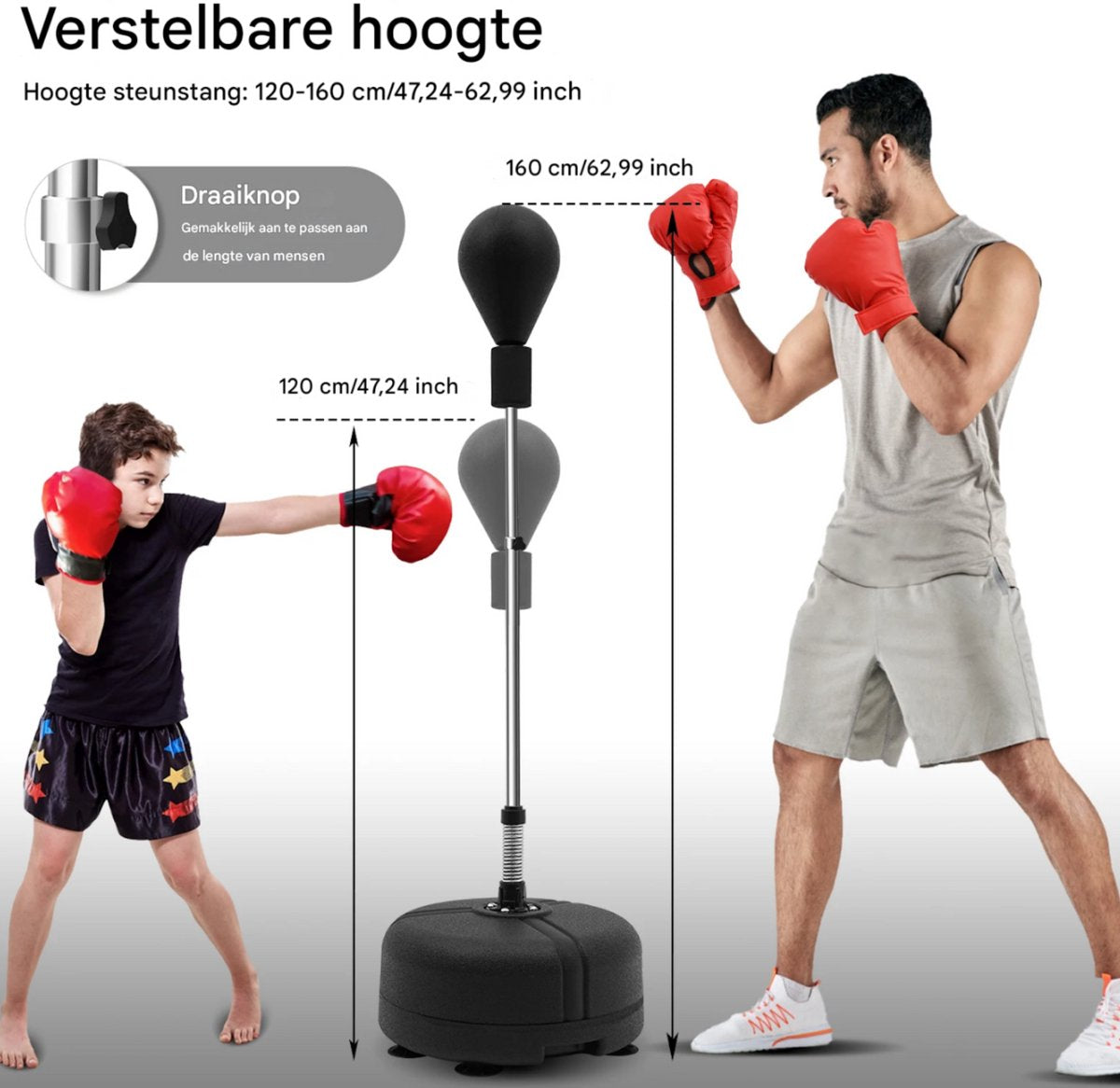 Staande boksbal - Bokszak - Bokspaal - Kinderen en volwassenen - Standaard