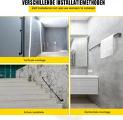 Trapleuning 180cm - Anti slip - Balustrade - Binnen en buiten - Houders - Leuningen voor Trappen - Staal - Met trapleuninghouders