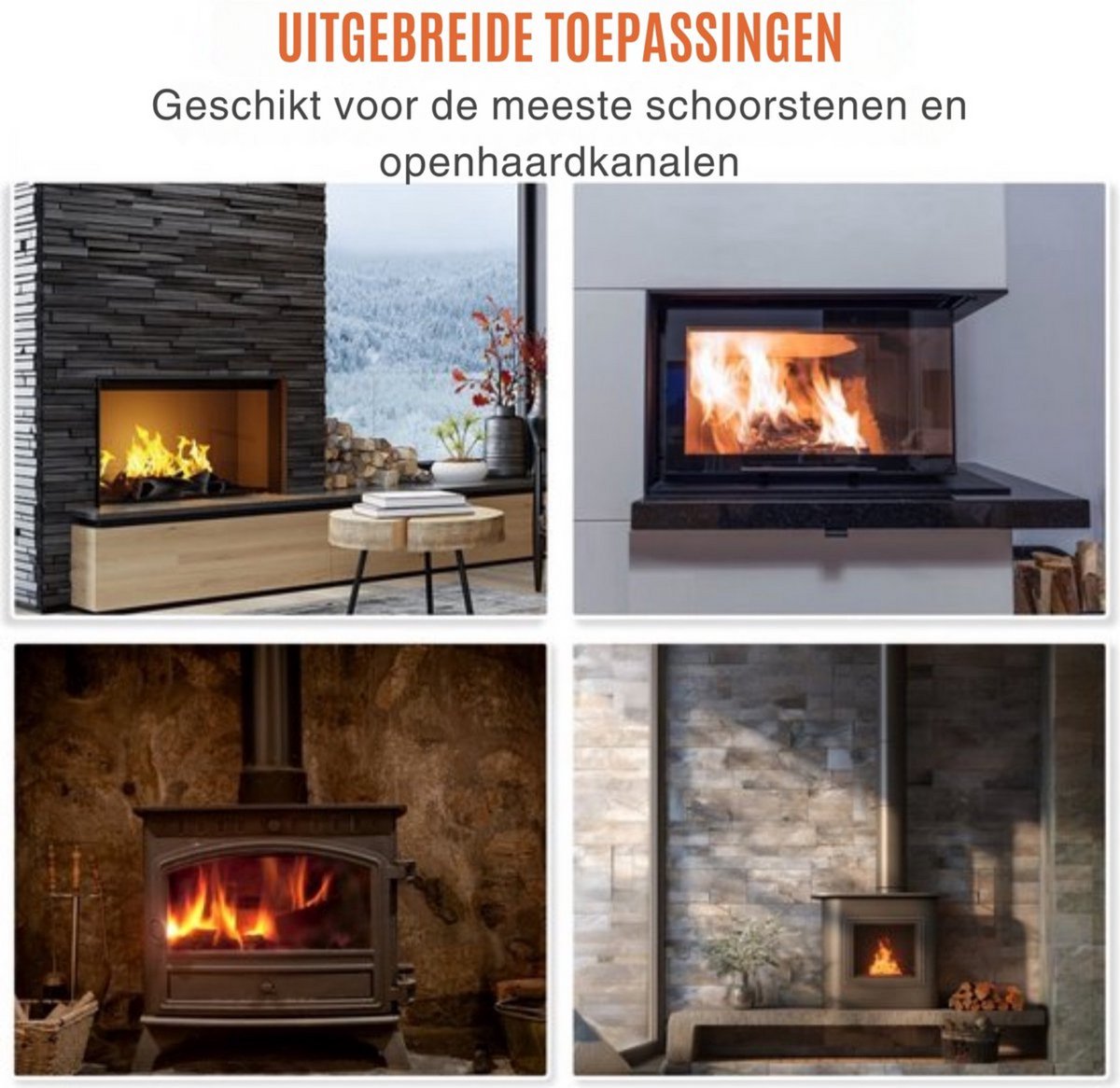 Kachelpijpborstel - 8m Schoorsteenborstel - Incl. 8 Nylon Stangen voor Openhaard