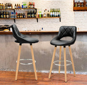 Barkruk Modern Hilton - Industrial - Legergroen - Barkrukken set van 1 - Barstoel Kruk - Barstoelen met rugleuning - Keukenstoel - Kunstleer
