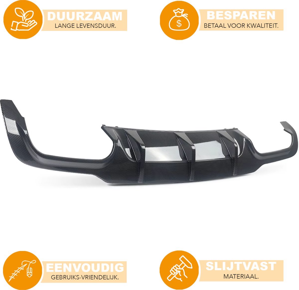 Diffuser Lip Stratos - Achterbumper Diffuser Lip - Voor Mercedes C-Klasse W204/C204 - Carbon Look - C63 Coupe Stijl - Auto Accessoires